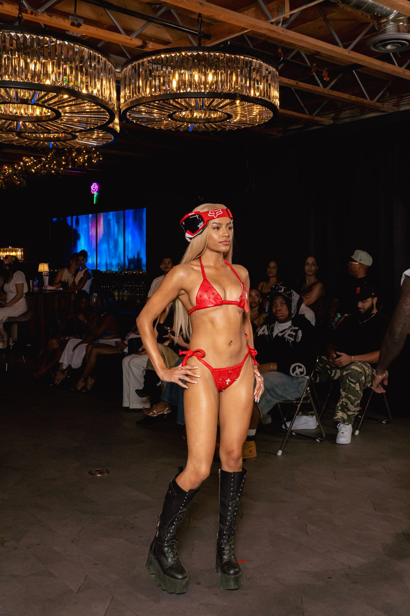 HIGHIEYLS LEATHER SPIKED&CROSSES BIKINI SET