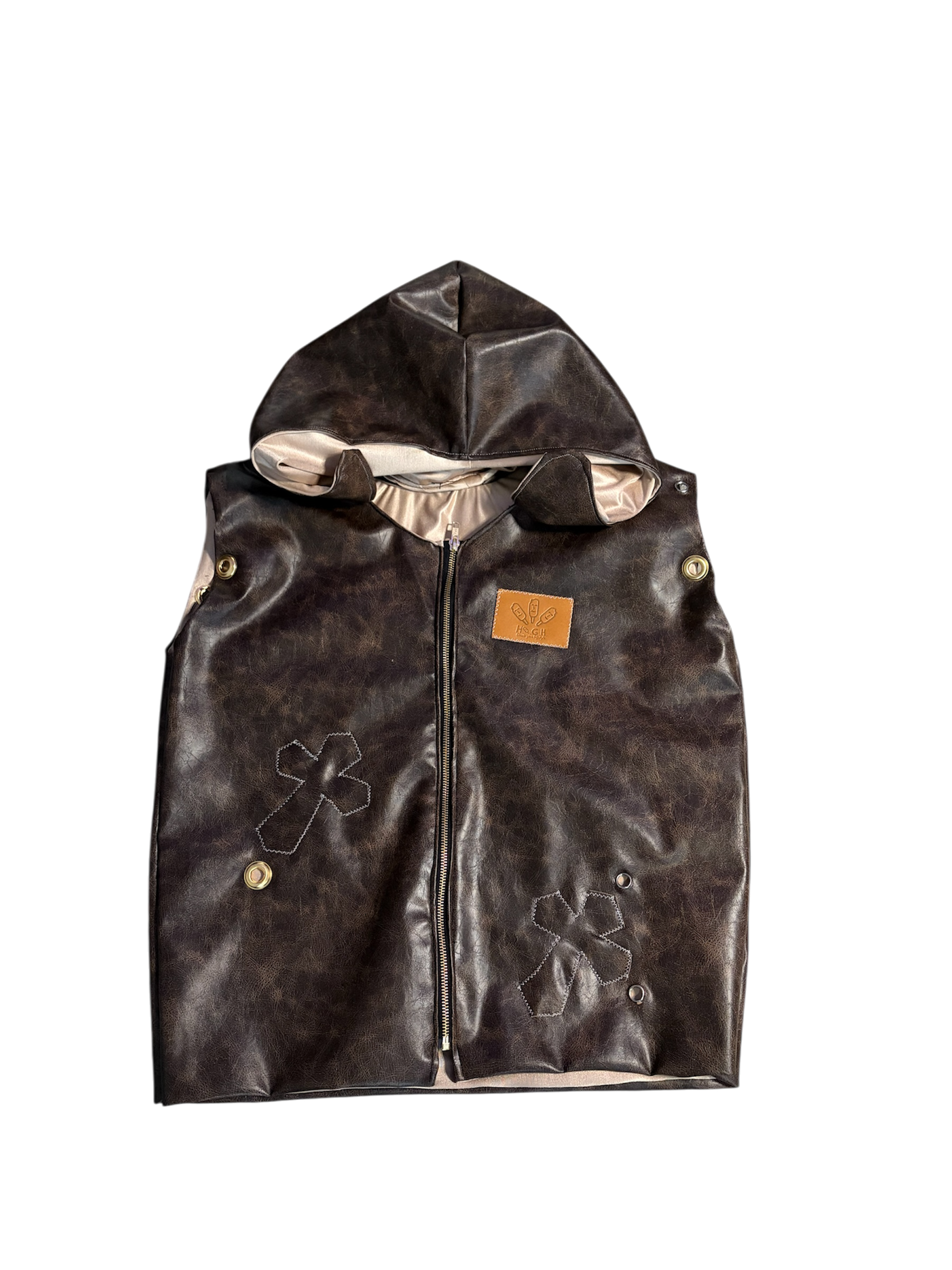 HIGHIEYLS Leather Hooded Vest